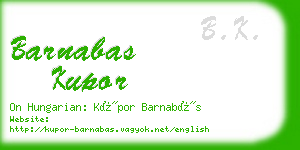 barnabas kupor business card